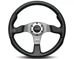 MOMO Race 350mm Black Leather Steering Wheel.