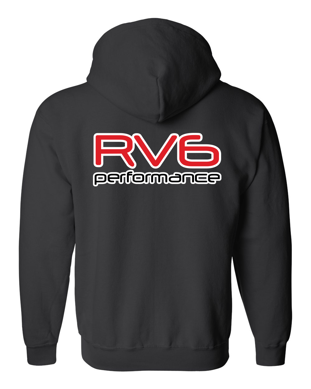 RV6 Performance Black Full-Zip Hoodie.