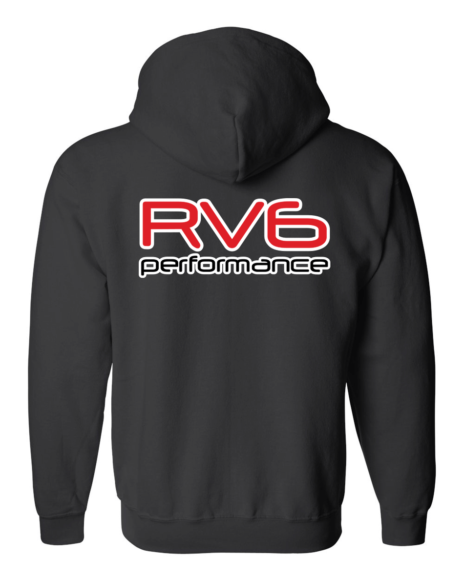 RV6 Performance Black Full-Zip Hoodie.