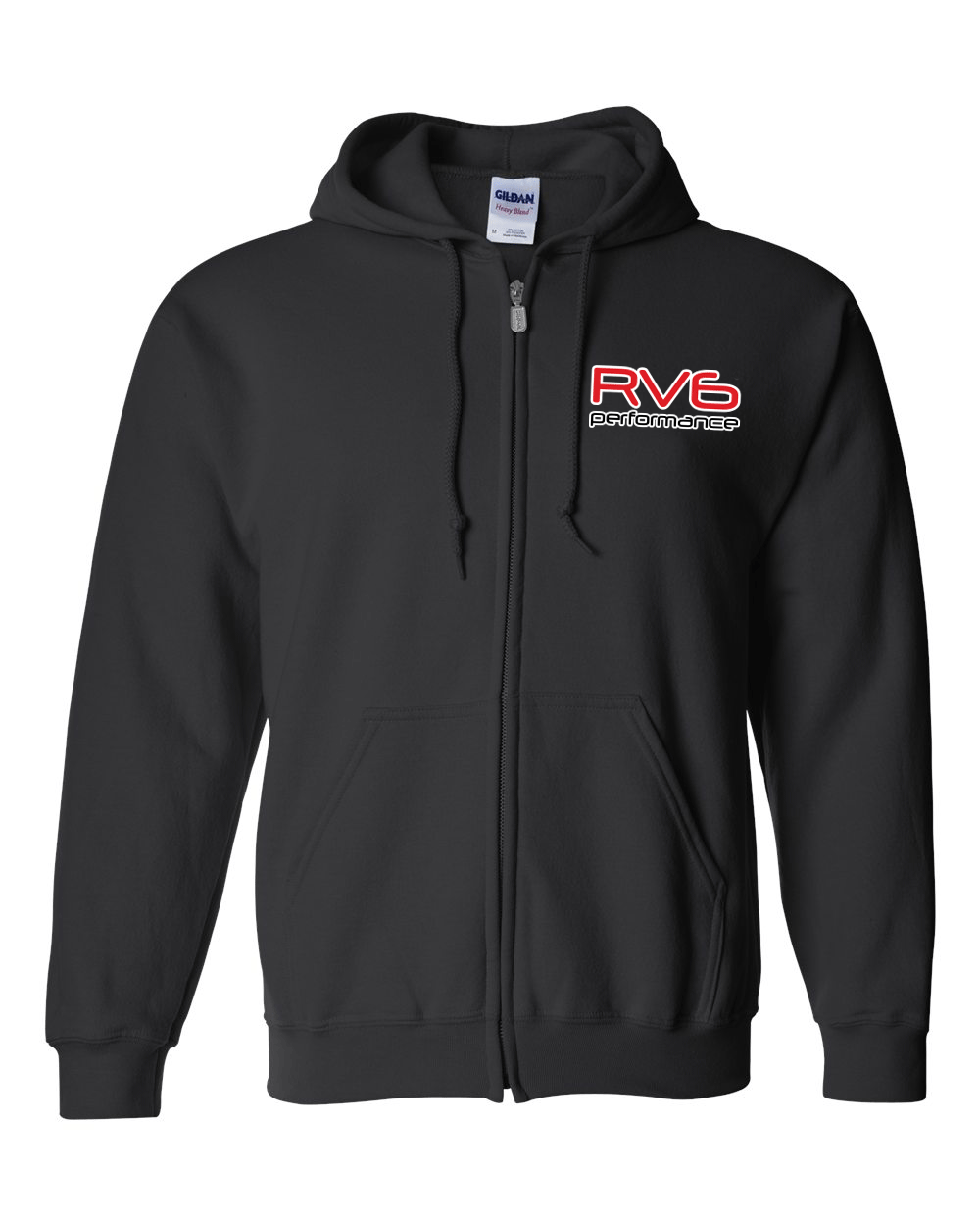 RV6 Performance Black Full-Zip Hoodie.