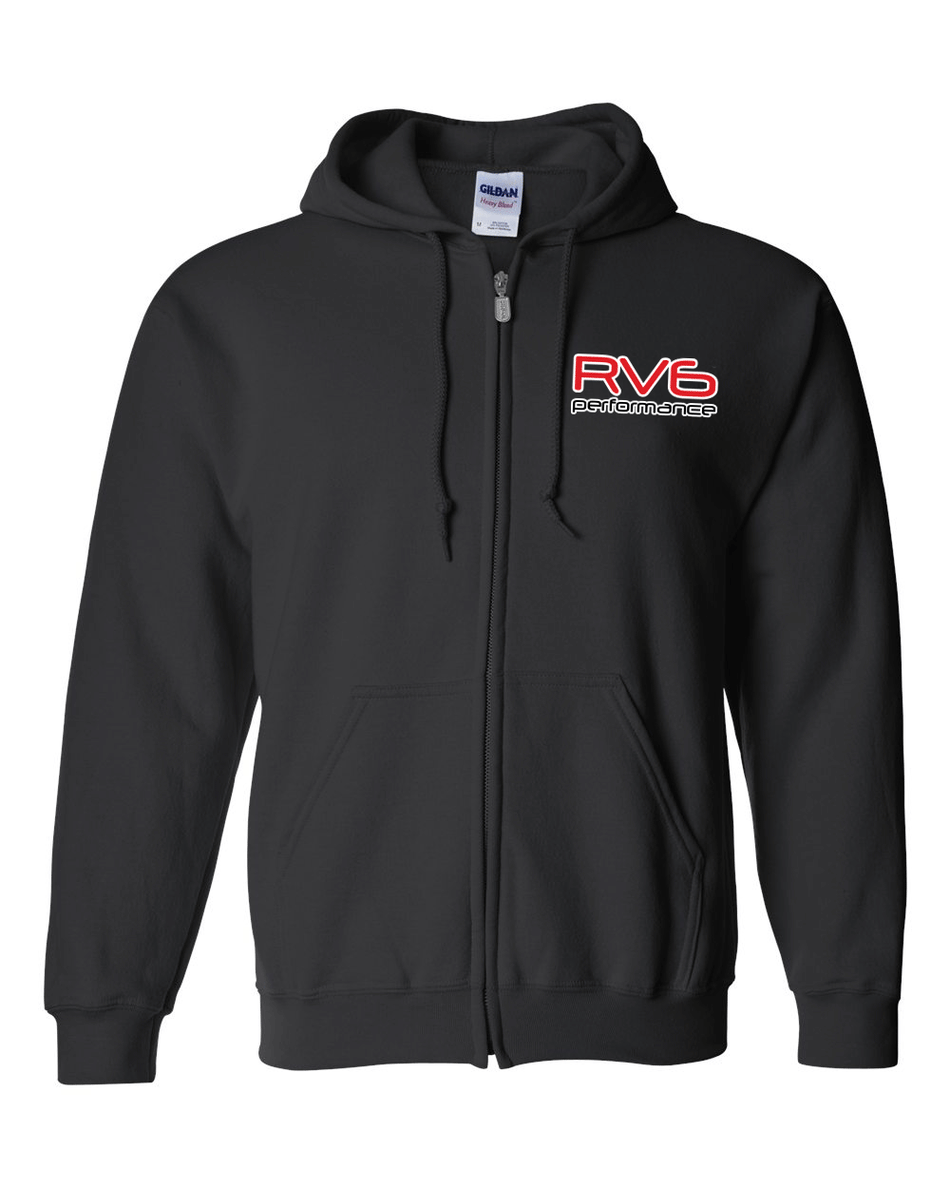 RV6 Performance Black Full-Zip Hoodie.