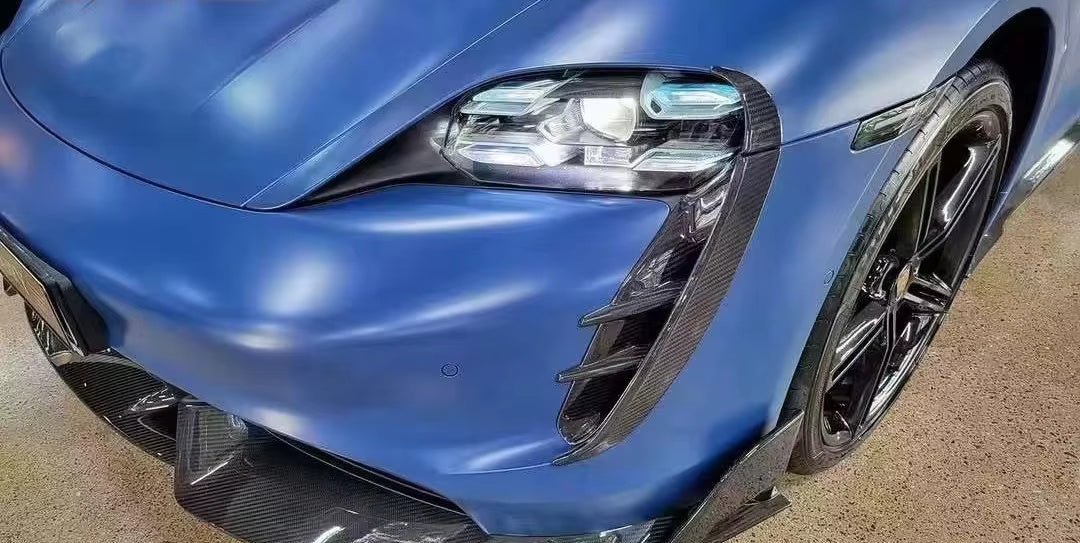 Carbon Fiber Head Light Trim Frame Cover - Porsche Taycan 2020-2022.