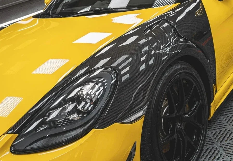 RS V2 Style Front Carbon Fiber Fender Set - Porsche 718 Boxster Cayman.