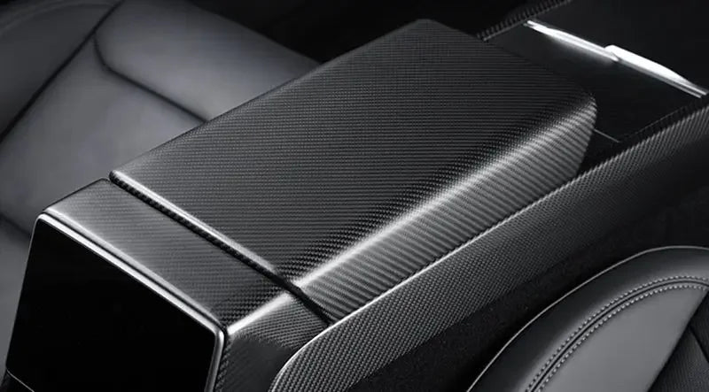 Dry carbon Fiber Armrest Overlay - Tesla Model 3 (HighLand 2024+).