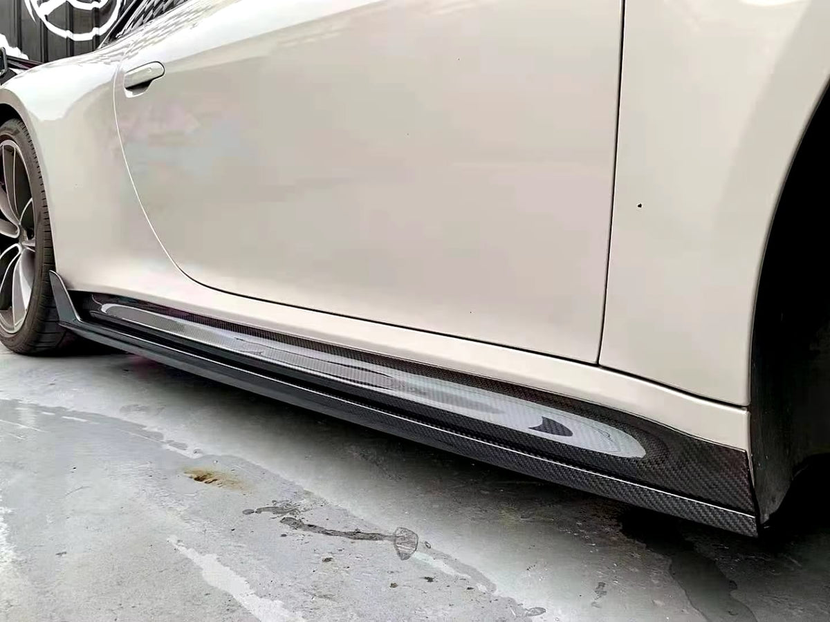 Carbon Fiber Winglet Side Skirt Extensions - Porsche 992 Carrera.