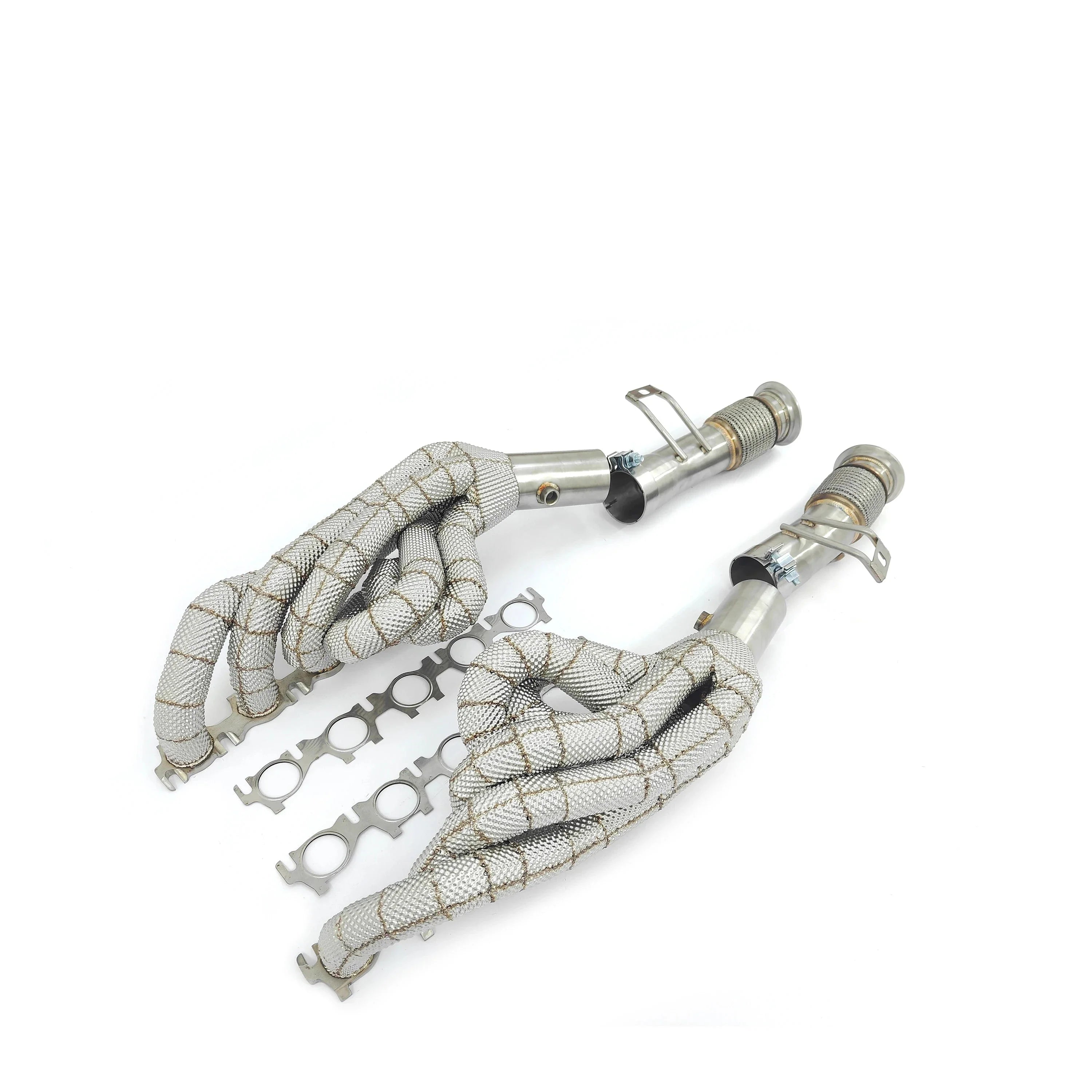High Performance Manifold Header & Secondary Cat less Pipes w/ Heat Shield - Audi R8 V10 5.2L.