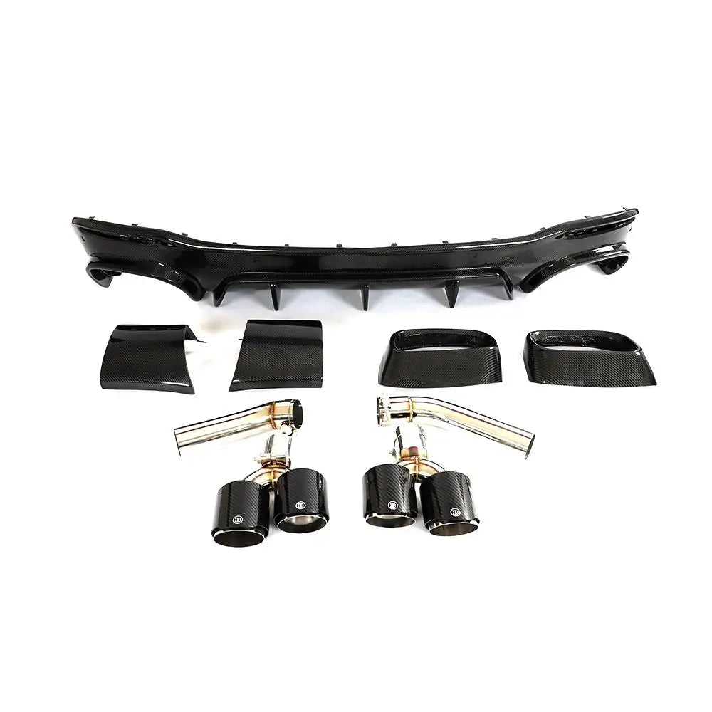 Carbon Rear Bumper Diffuser w/ Exhaust tips - Mercedes Benz W167 GLE350 GLE53 GLE63 AMG Coupe.