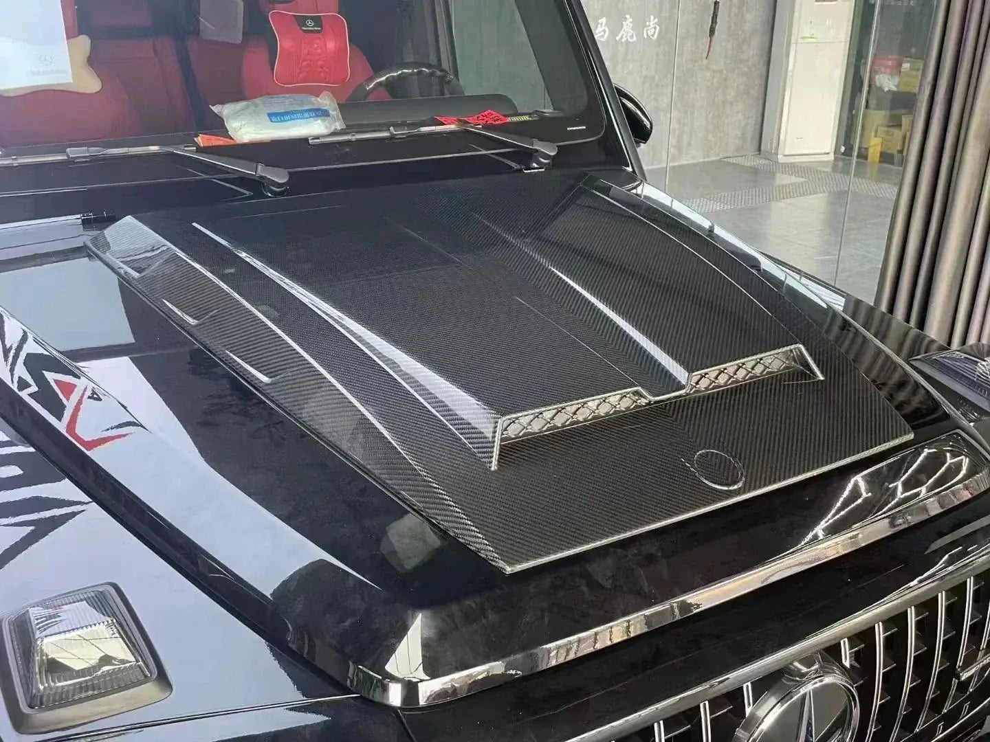 Carbon Fiber BRABUS Style Hood Bonnet Cover - Mercedes AMG G Wagon.