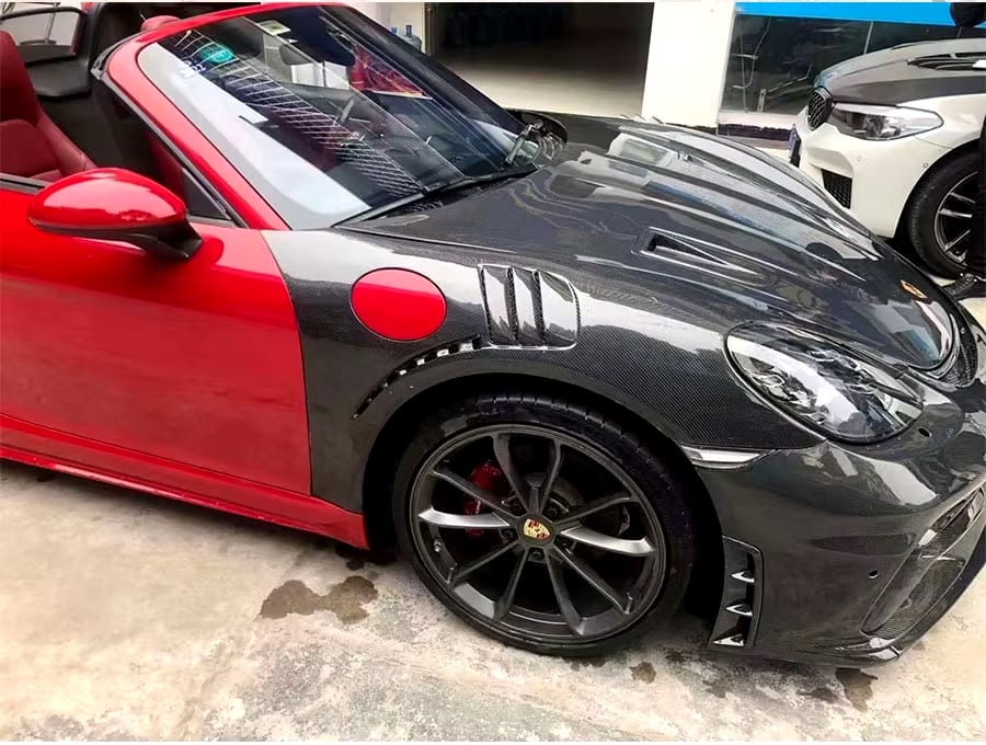 RS V2 Style Front Carbon Fiber Fender Set - Porsche 718 Boxster Cayman.
