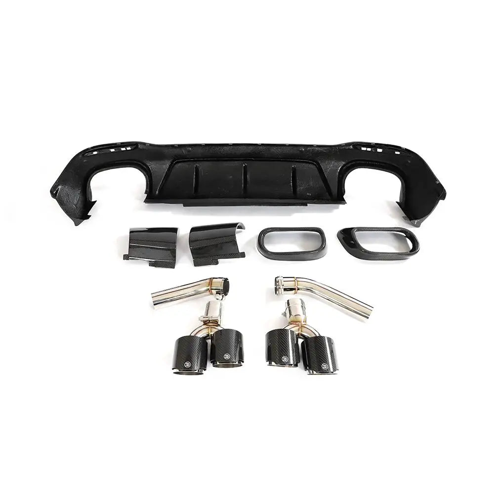 Carbon Rear Bumper Diffuser w/ Exhaust tips - Mercedes Benz W167 GLE350 GLE53 GLE63 AMG Coupe.