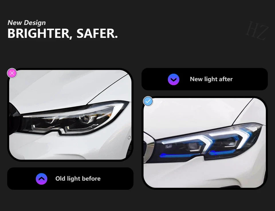 Laser LCI Style LED Headlights -  BMW G20 3 Series.