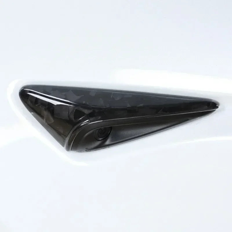 Carbon Fiber Side Camera Cover Overlay - Tesla Model Y Model 3 Highland.