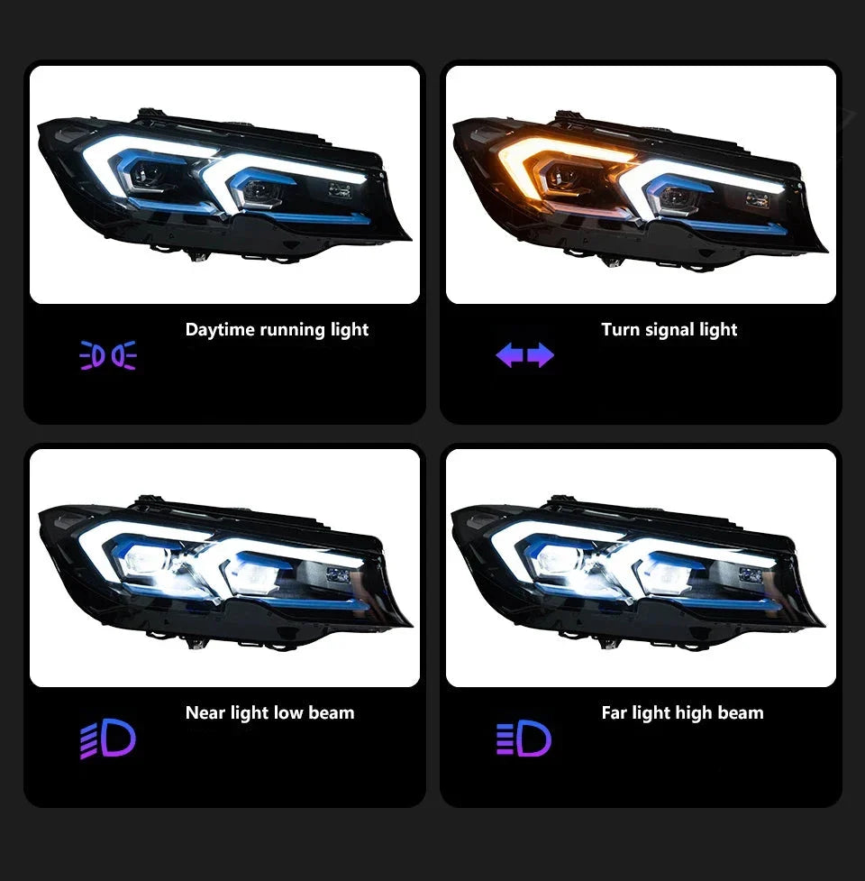 Laser LCI Style LED Headlights -  BMW G20 3 Series.
