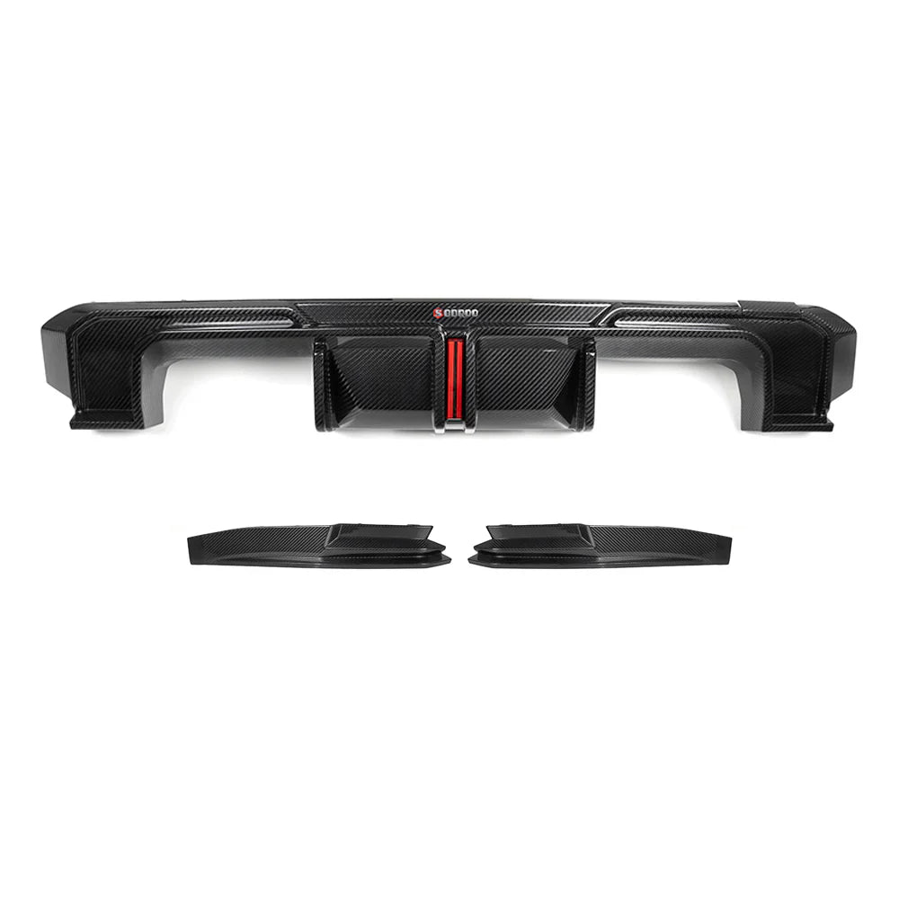 SOOQ00Carbon Fiber Diffuser W/ Brake Light + Rear Splitter -  BMW G80 & G81 / G82 & G83 M4.