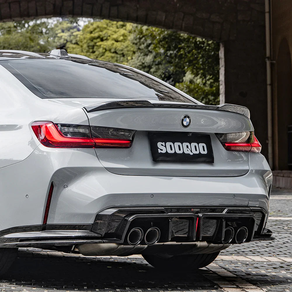 SOOQ00Carbon Fiber Diffuser W/ Brake Light + Rear Splitter -  BMW G80 & G81 / G82 & G83 M4.