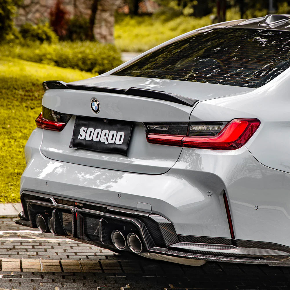 SOOQ00Carbon Fiber Diffuser W/ Brake Light + Rear Splitter -  BMW G80 & G81 / G82 & G83 M4.