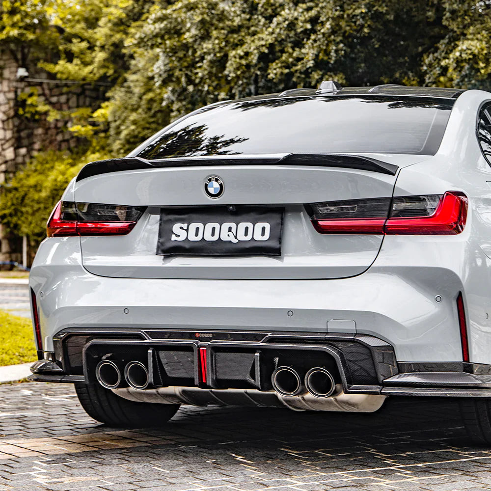 SOOQ00Carbon Fiber Diffuser W/ Brake Light + Rear Splitter -  BMW G80 & G81 / G82 & G83 M4.