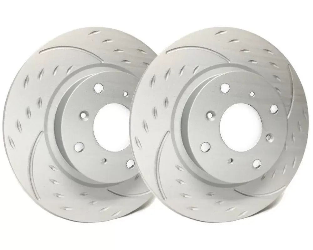 SP Performance Diamond Slotted Solid 4 Lug Rear 238.5mm Brake Rotors w/ Gray ZRC Coating Acura | Honda 1988-2002.