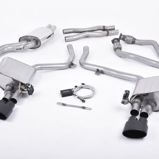 Milltek Valved &amp; Resonated Catback Exhaust System w/ Cerakote Black Tips for B8 Audi S5 Sportback