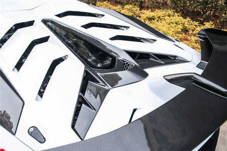 SVJ Style Carbon Fiber Wing And Rear Engine Lid - Lamborghini Aventador LP700 LP720 LP740 LP750 Coupe.
