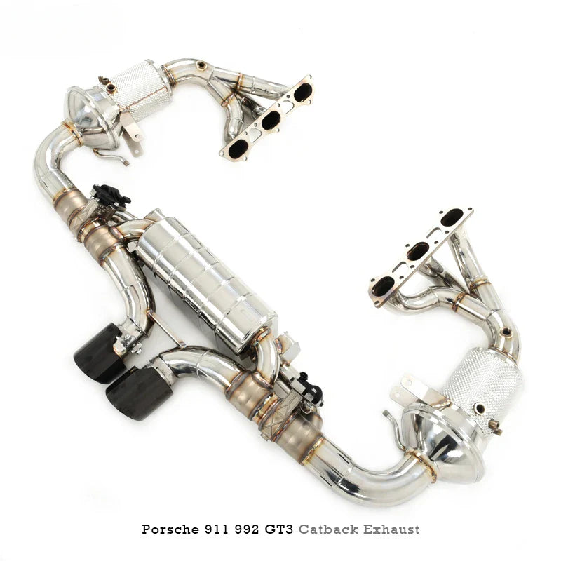 Stainless Steel Full Catback Exhaust w/ Valved Muffler and Headers - Porsche 911 992 GT3.