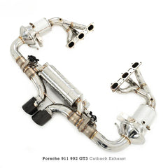 Stainless Steel Full Catback Exhaust w/ Valved Muffler and Headers - Porsche 911 992 GT3.