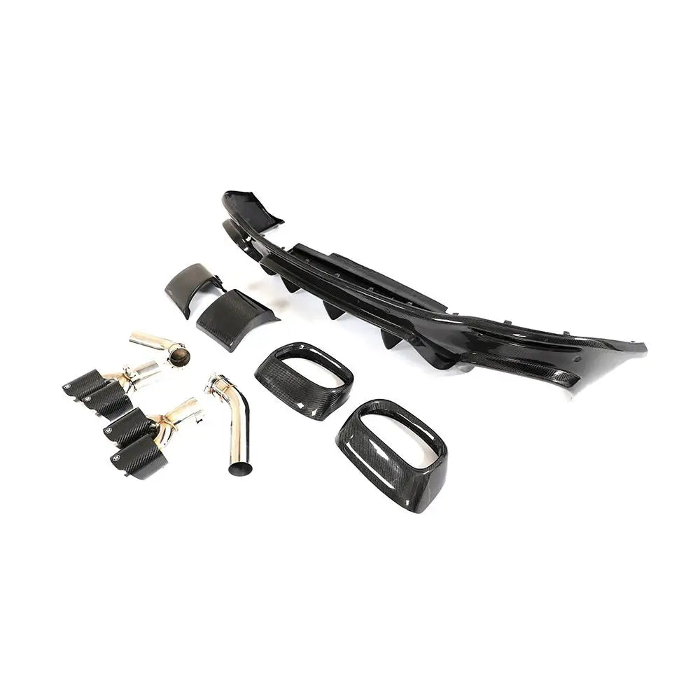 Carbon Rear Bumper Diffuser w/ Exhaust tips - Mercedes Benz W167 GLE350 GLE53 GLE63 AMG Coupe.