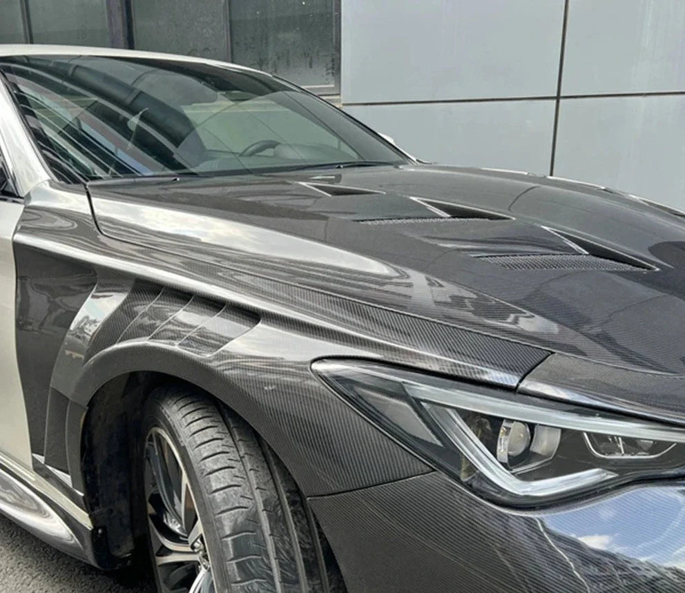 Carbon Fiber Vented Front Fender Replacement Set - Infiniti Q60.
