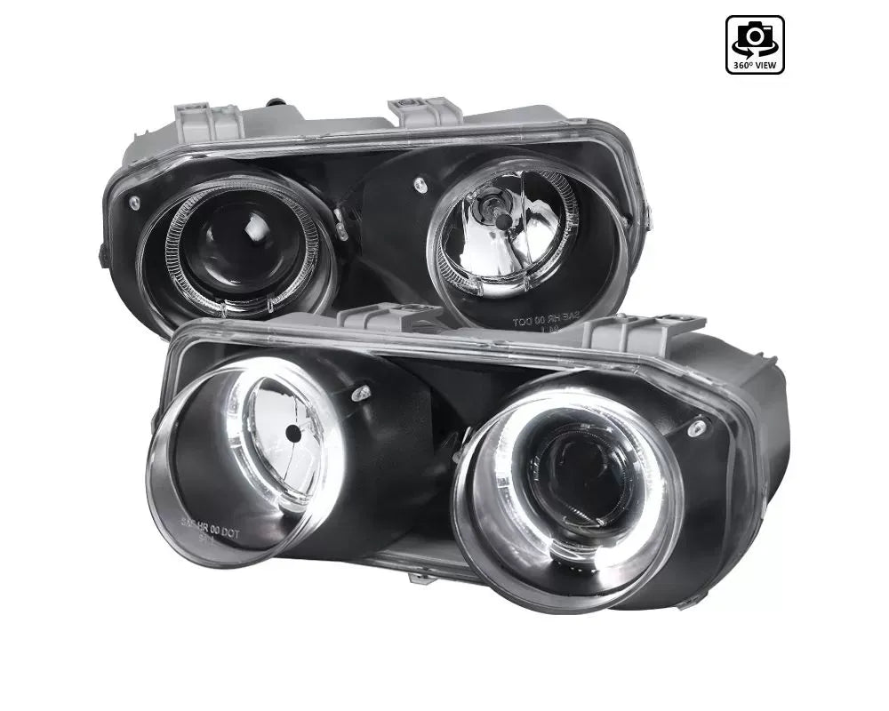 Spec-D Dual Halo Projector Headlights (Matte Black Housing/Clear Lens) Acura Integra 1994-1997.