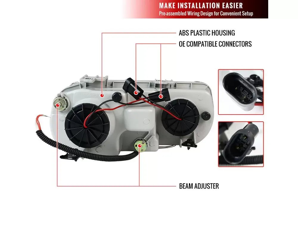 Spec-D Dual Halo Projector Headlights (Matte Black Housing/Clear Lens) Acura Integra 1994-1997.