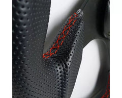 Spec-D Black Leather w/ Red Stitching 320mm Momo Race Style Steering Wheel.