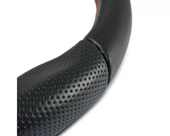 Spec-D Black Leather w/ Red Stitching 320mm Momo Race Style Steering Wheel.
