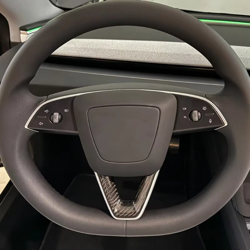 Carbon Fiber Steering Wheel Trim - 2024 Tesla model 3 High Land.
