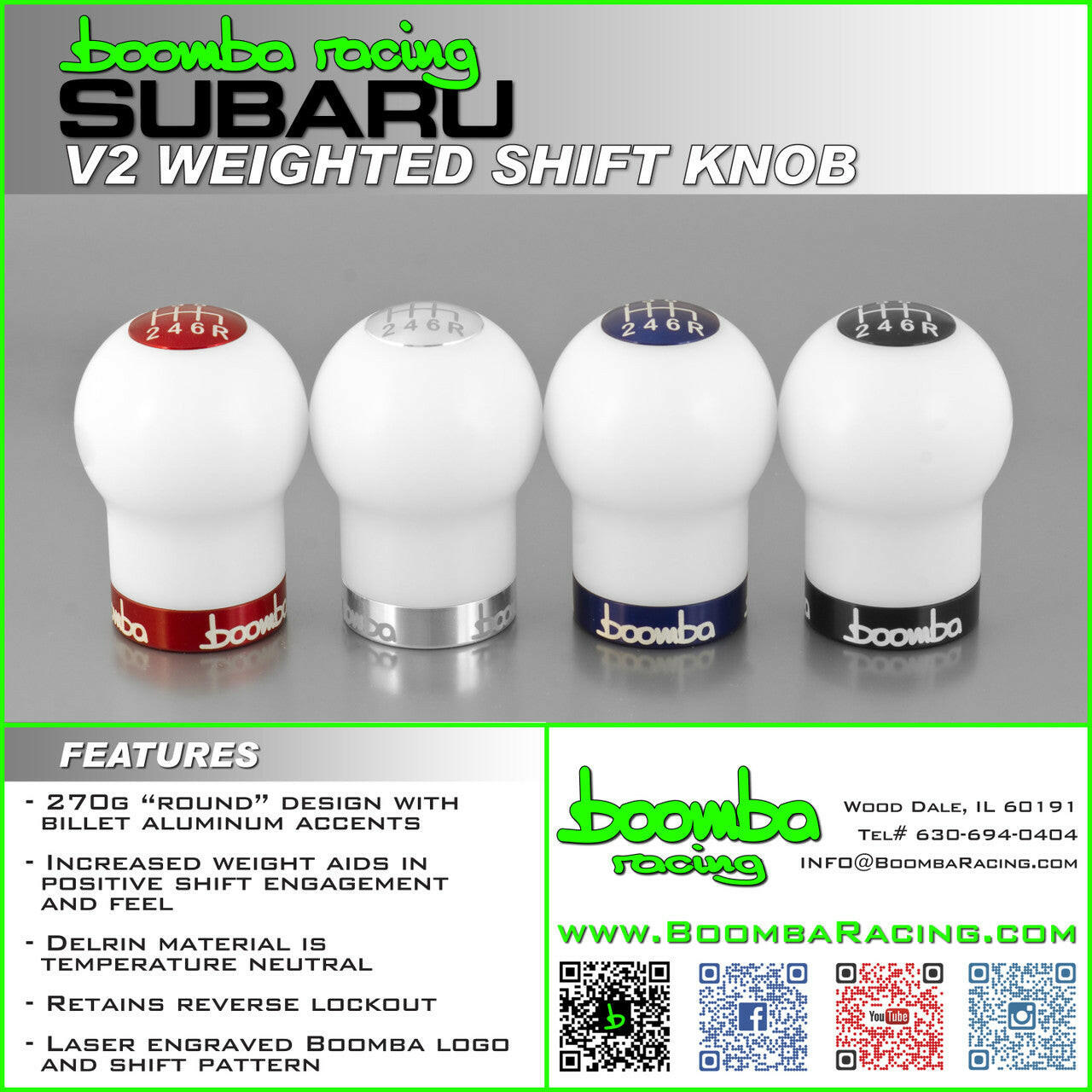 SUBARU 270G SHIFT KNOB WHITE.