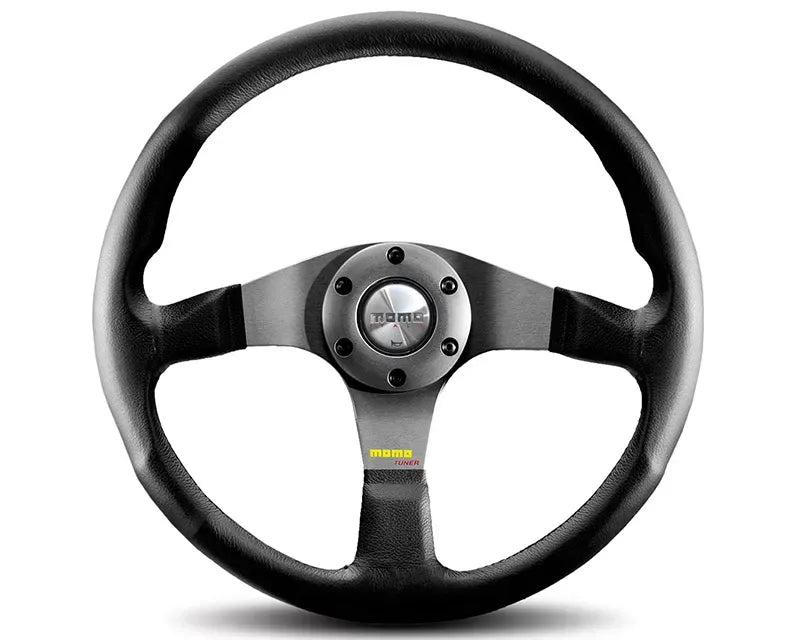 MOMO Tuner 350mm Black | Anthracite Leather Steering Wheel.