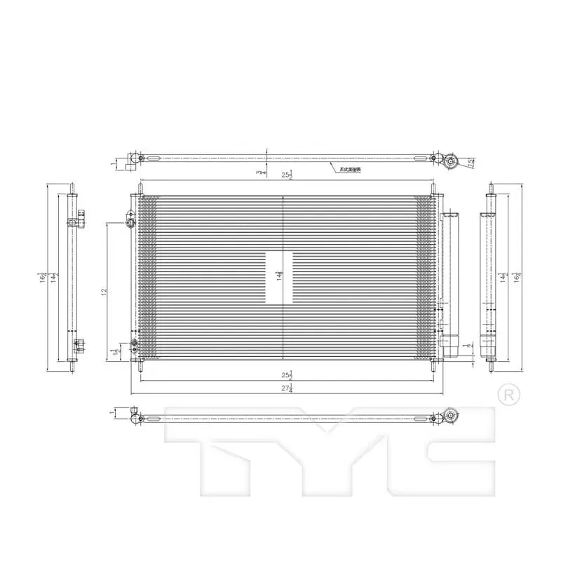 TYC Genera A/C Condenser Acura TL 2009-2014.