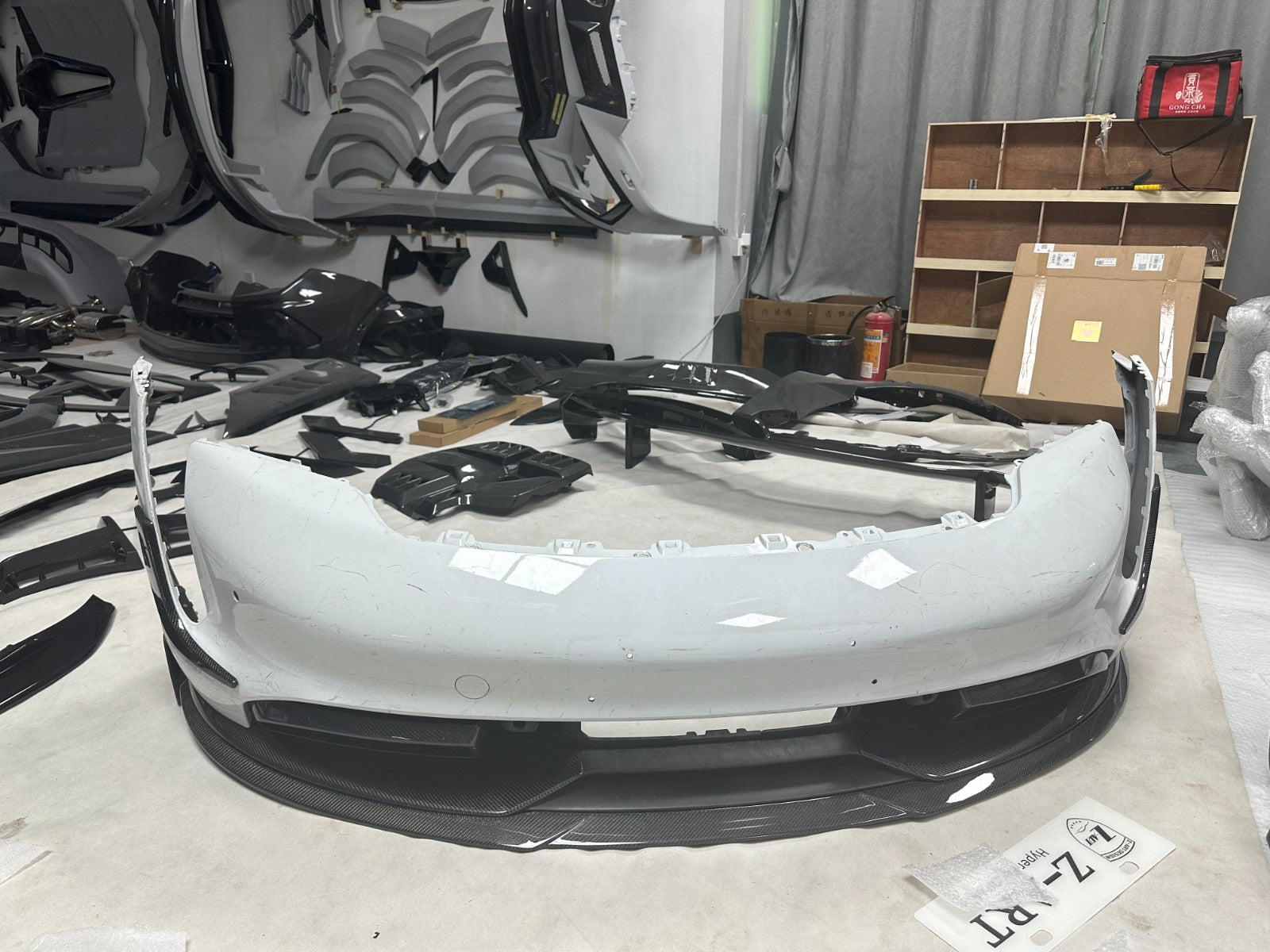 B Style Carbon Fiber Front Lip - Porsche Taycan.