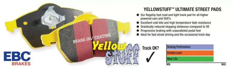 EBC Brakes Yellowstuff Our Flagship range Rear Disc Brake Pad Set FMSI D919 BMW Rear.
