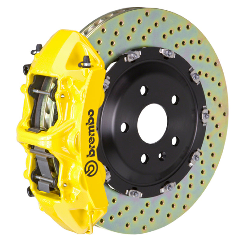Brembo 24+ BMW M30i/530i XDrive Front GT BBK 6 Piston Cast 380x34 2pc Rotor Drilled - Yellow