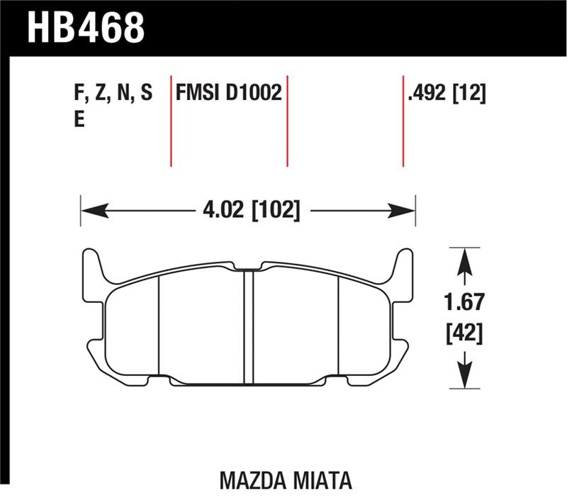 Hawk 03-05 Miata w/ Sport Suspension HPS Street Rear Brake Pads (D1002)