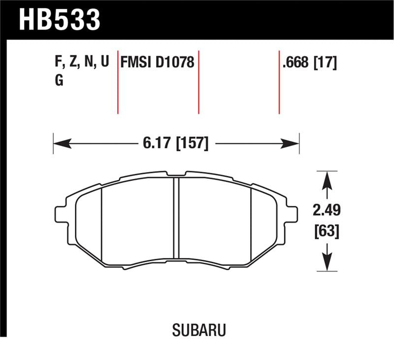 Hawk 2006-2007 Subaru B9 Tribeca Limited HPS 5.0 Front Brake Pads