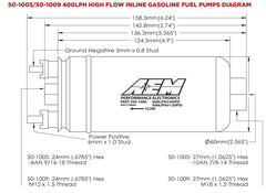 AEM Metric High-Flow Inline Fuel Pump - 400LPH (50-1009).