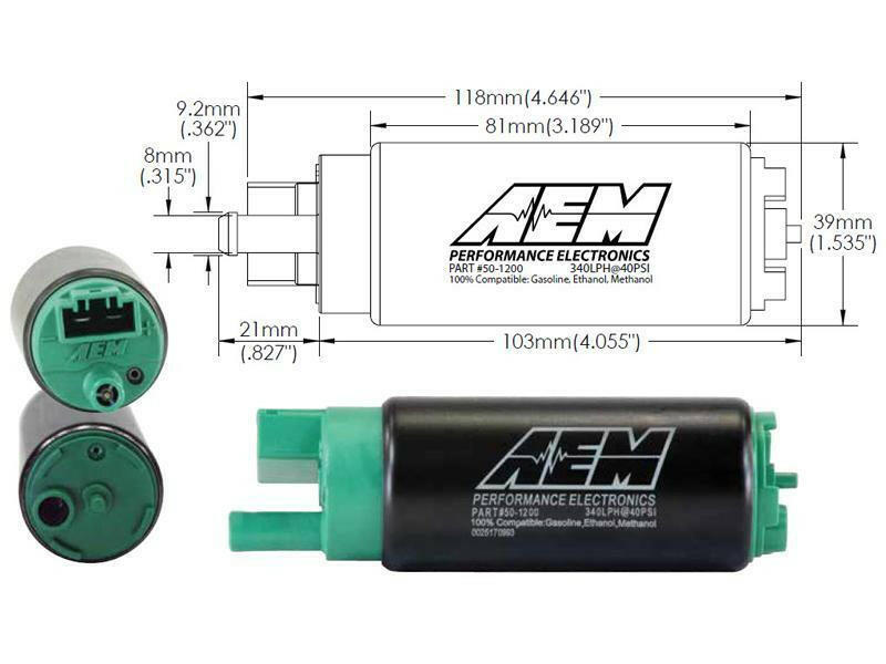 AEM E85-Compatible Offset Inlet High Flow In-Tank Fuel Pump - 340LPH (50-1200).