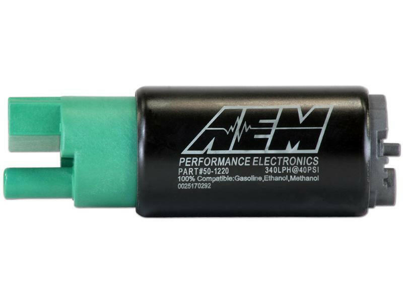 AEM E85 High Flow In-Tank Fuel Pump - 340LPH (65mm, Inline Inlet) (50-1220).