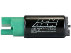 AEM E85 High Flow In-Tank Fuel Pump - 340LPH (65mm, Inline Inlet) (50-1220).