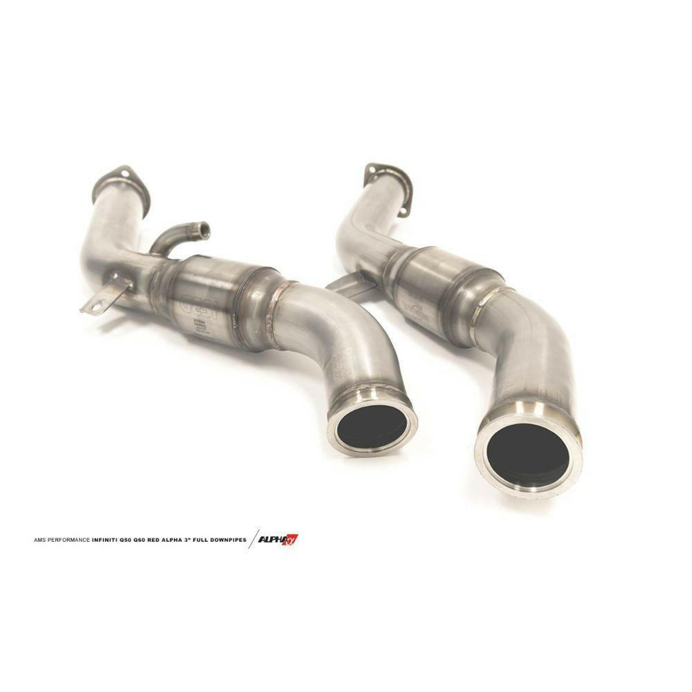 AMS Red Alpha 3” Full Downpipe Kit | 2016-2024 Infiniti Q50/Q60 3.0TT & 2023+ Nissan Z 3.0TT (ALP.28.05.0002-2).
