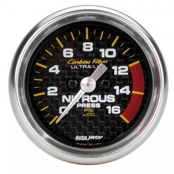 Autometer Carbon Fiber Series 2-1/16'' Nitrous Pressure 0-1600 PSI Gauge (4774).