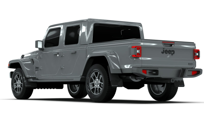 Rally Armor 19-26 Jeep JT Gladiator (Mojave/Rubicon) Black Mud Flap w/Metallic Black Logo