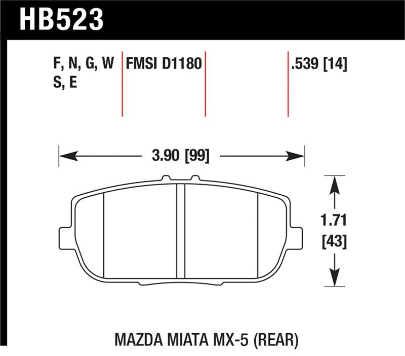 Hawk 2006-2006 Mazda MX-5 Miata Club Spec HPS 5.0 Rear Brake Pads