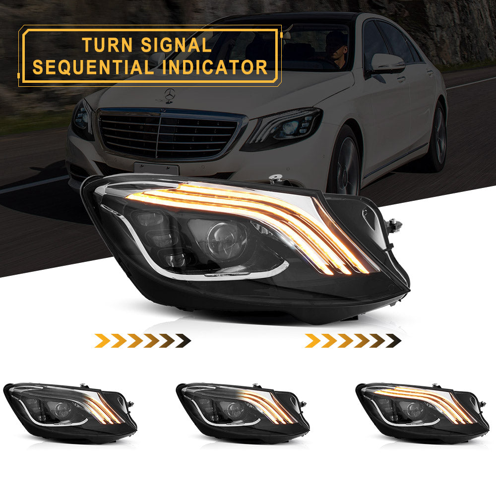 2018+ OEM Style Full LED Head Lights -  2014-17 Mercedes Benz S Class.